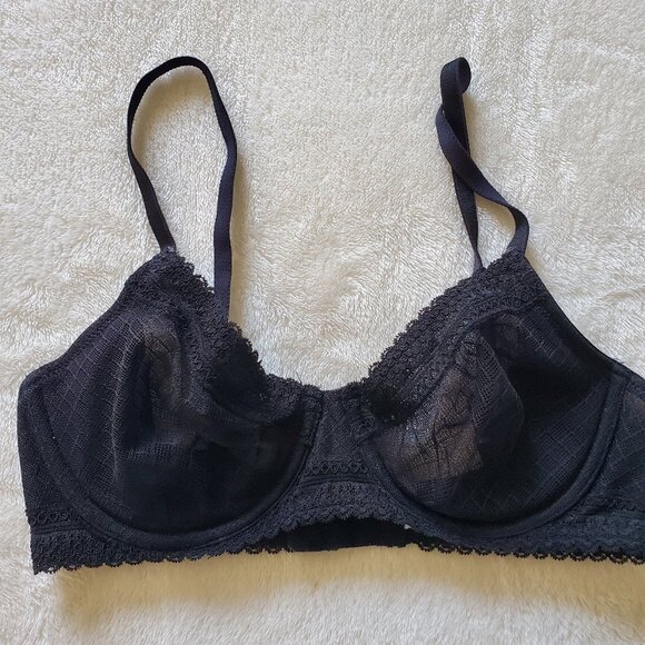 Apt. 9 Unlined Mesh and Lace Bra Black 34B - Picture 1 of 8